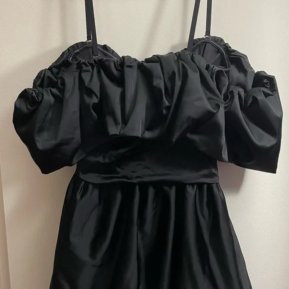 Jonathan Simkhai Satin Mini bubble dress size 4 in black